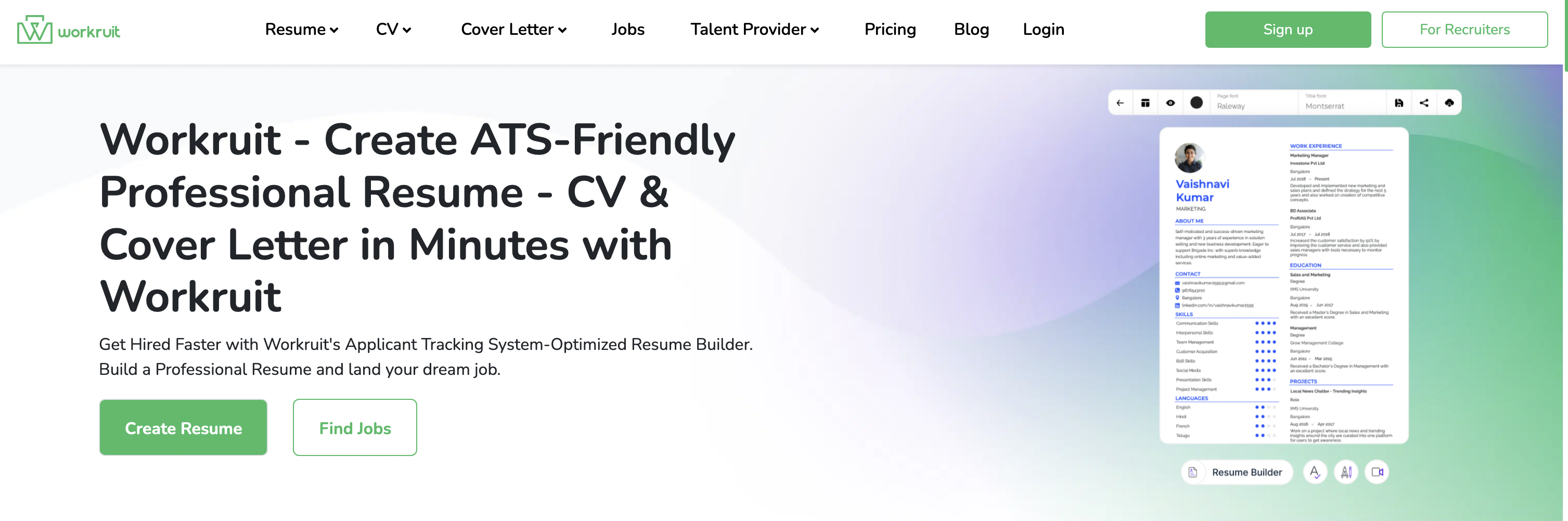 Workruit website preview